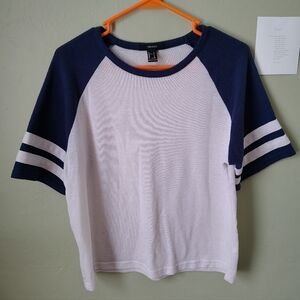 *5 for $25* Forever 21 Women's Medium Blue & White Short-sleeve Top